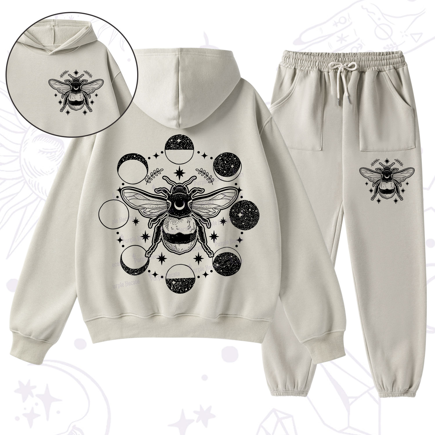 Purplehecate Moon Bee Fleece Hoodie Suit