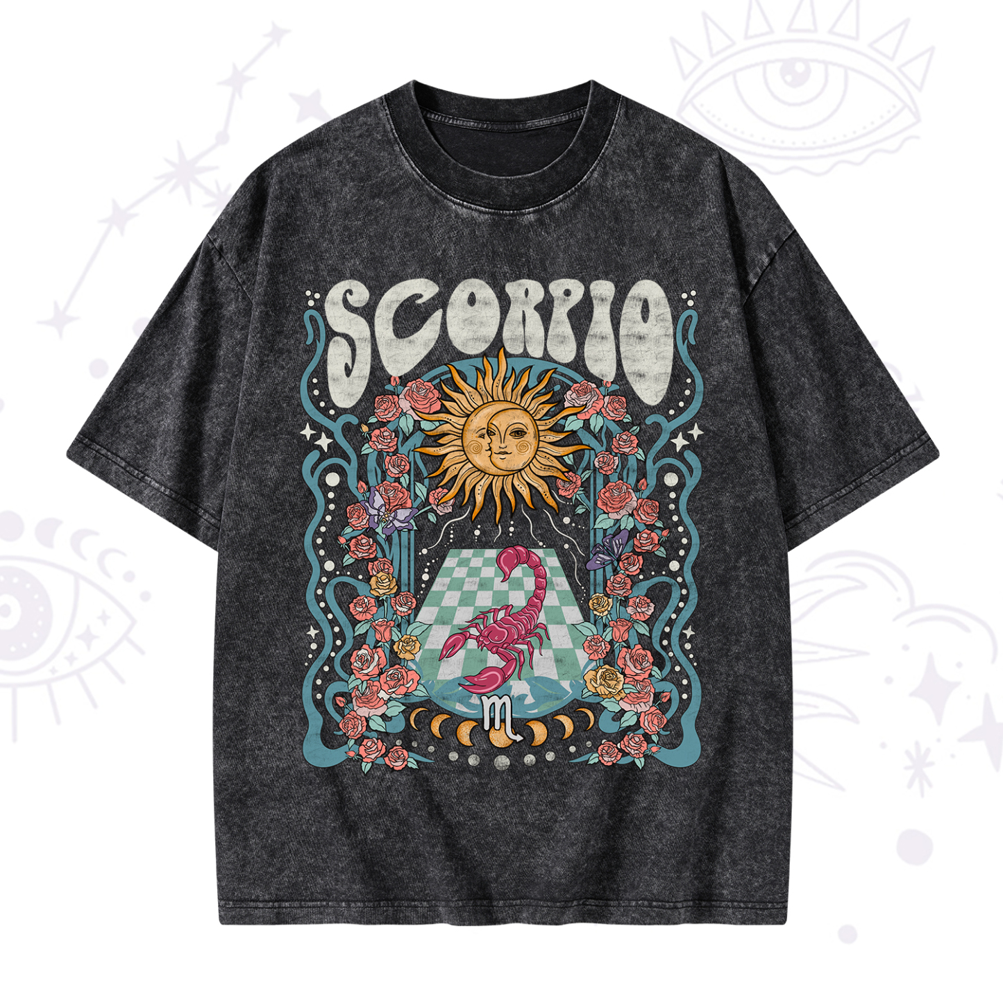 Magic Purplehecate Scorpio Spirit Zodiac Washed T-Shirt