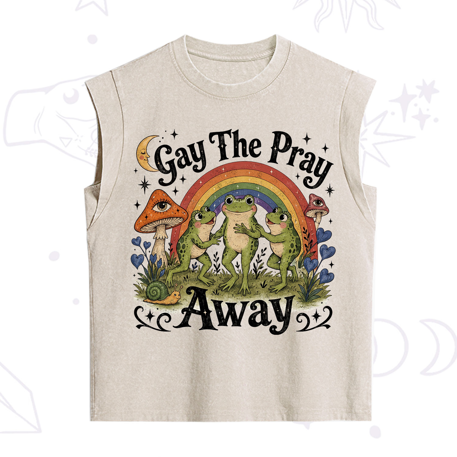 Purplehecate Gay The Pray Away Frog Pride Vintage Washed Tank