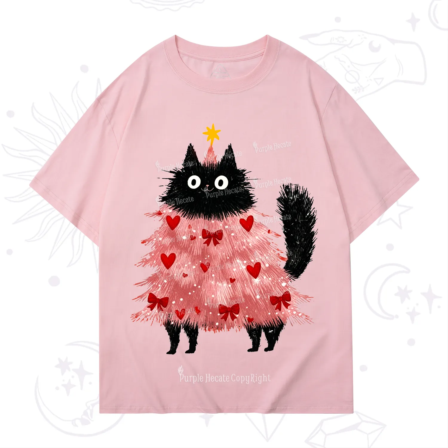 Purplehecate Funny Black Cat in Tree Valentine T-Shirt