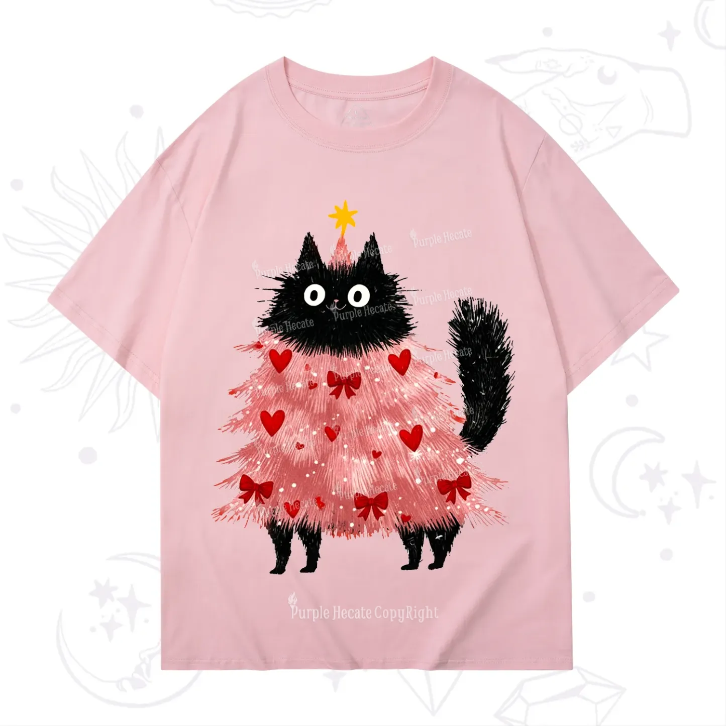 Purplehecate Funny Black Cat in Tree Valentine T-Shirt