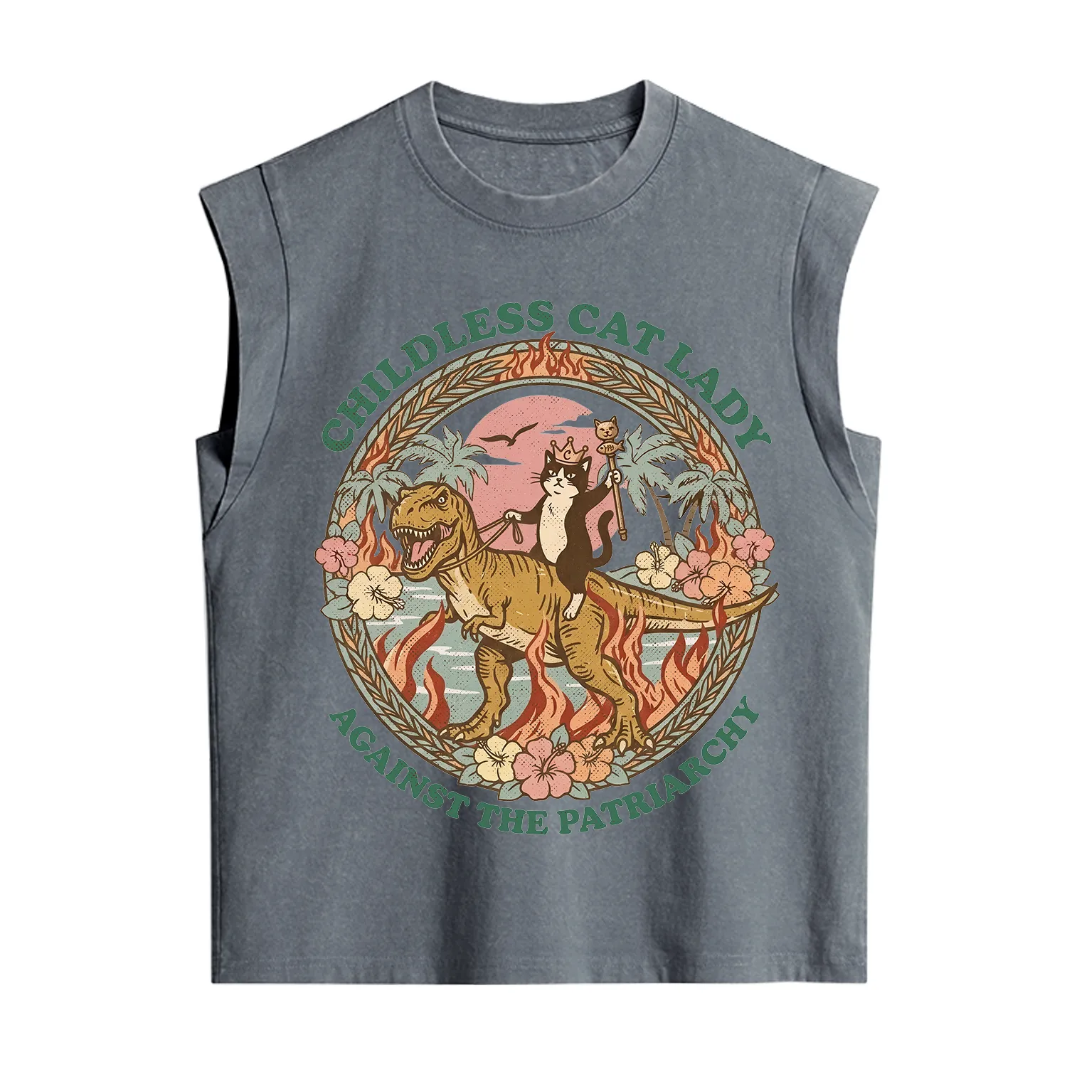Purplehecate Childless Cat Lady Burn the Patriarchy Vintage Washed Tank
