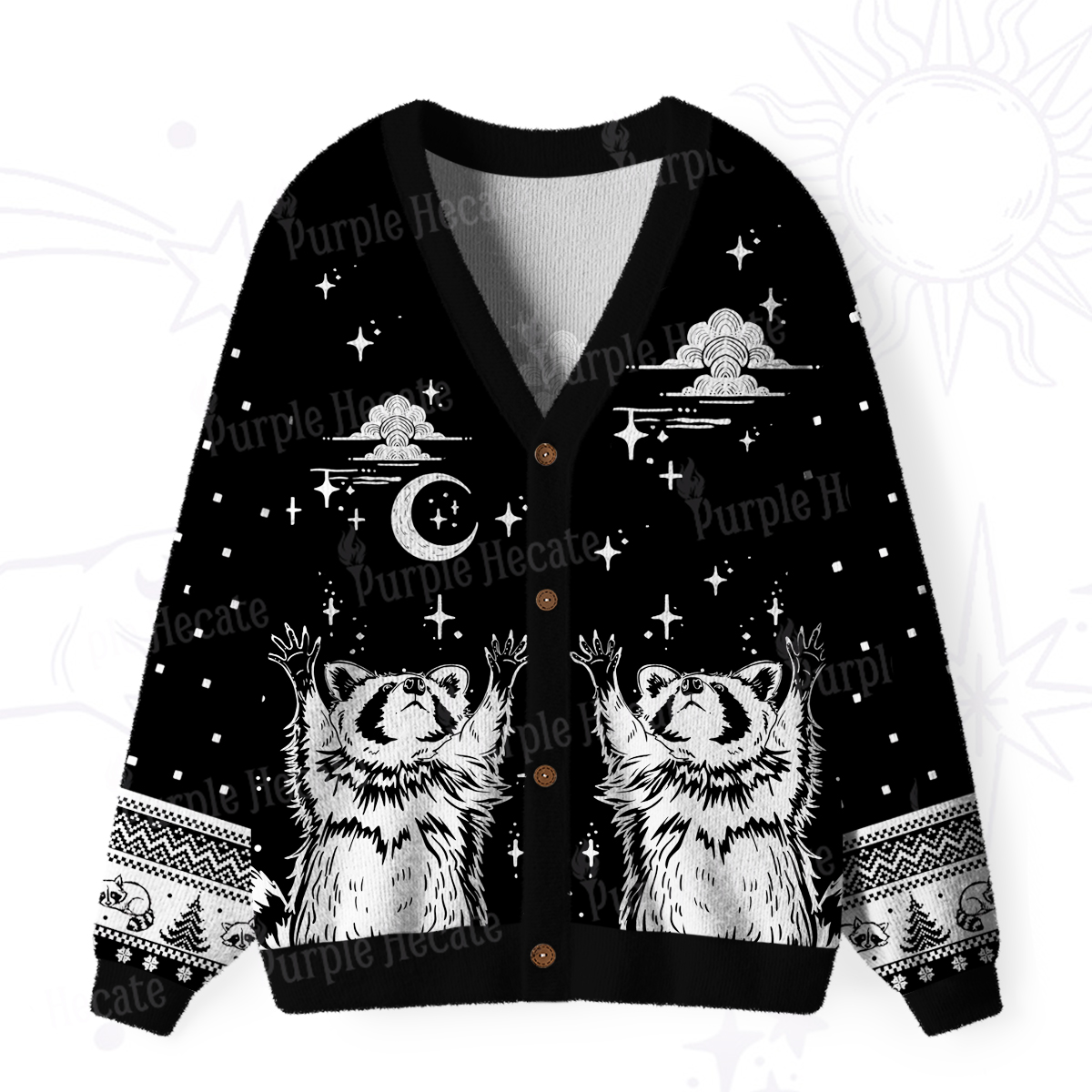Purplehecate In My Feral Era Raccoon Ugly Cardigan Sweaters