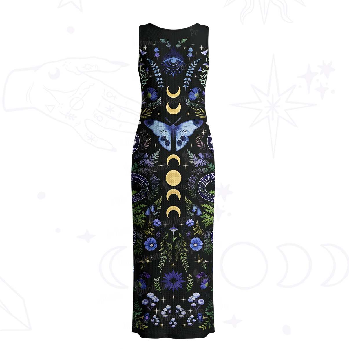 Purplehecate Moon Moth Witchery Crochet Knit Maxi Dress