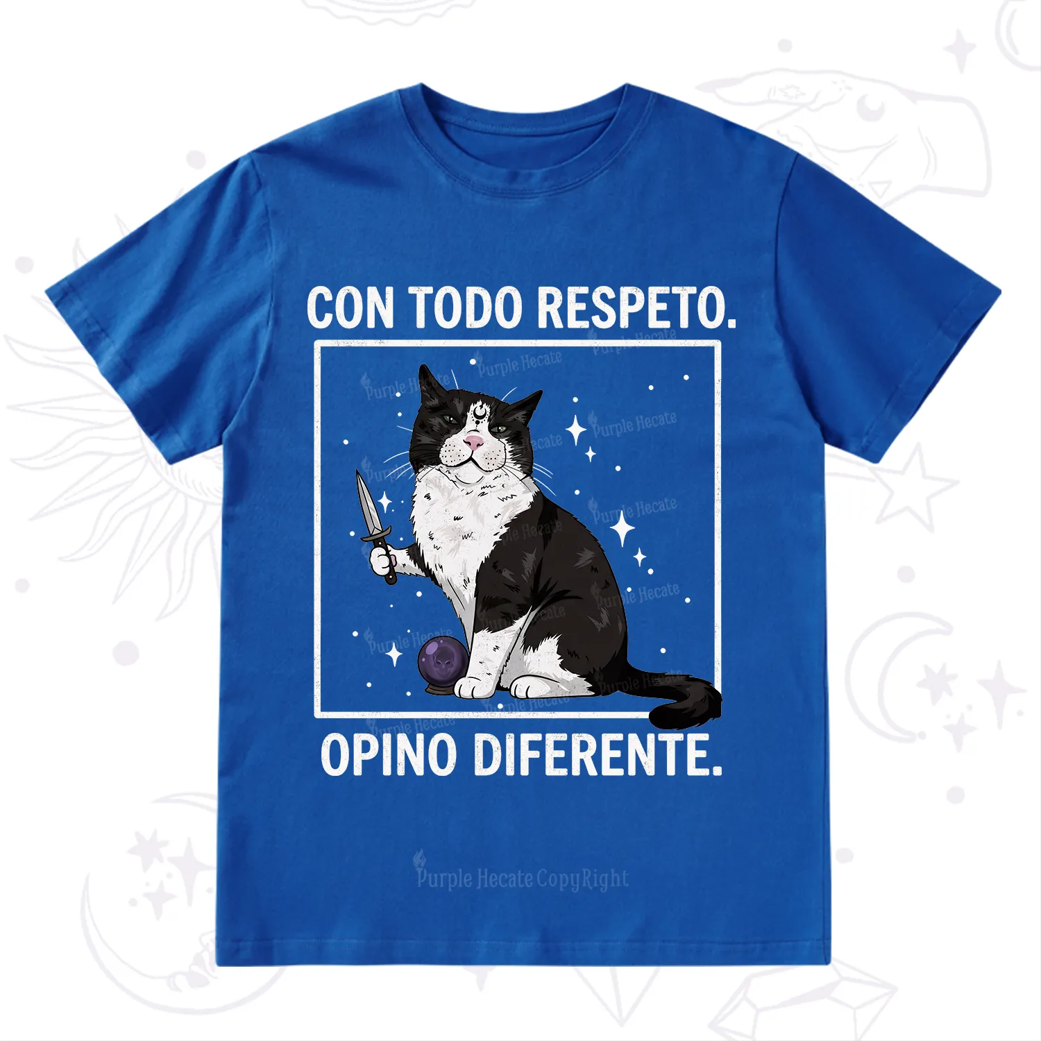 Purplehecate Funny Cat Con Todo Respeto Opino Diferente T-Shirt
