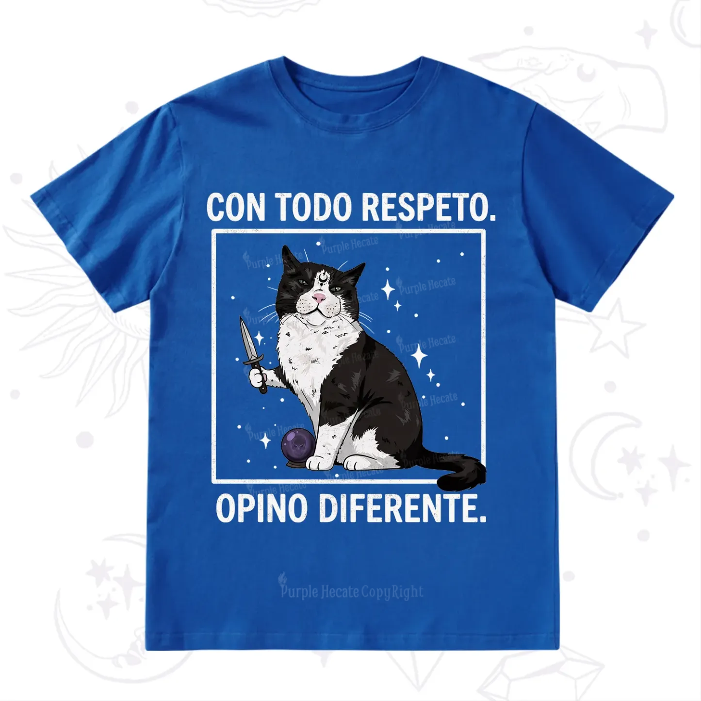Purplehecate Funny Cat Con Todo Respeto Opino Diferente T-Shirt