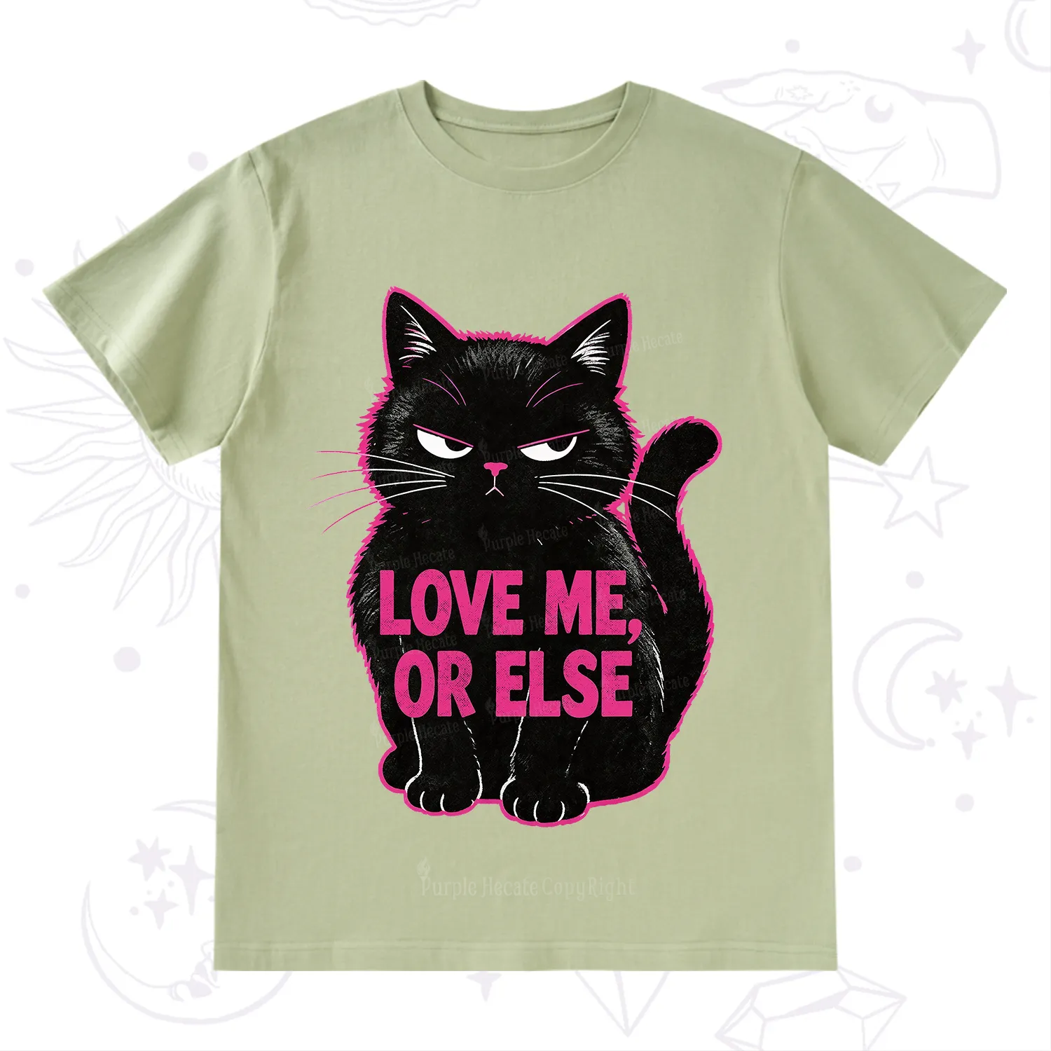 Purplehecate Grumpy Black Cat Love Me or Else T-Shirt