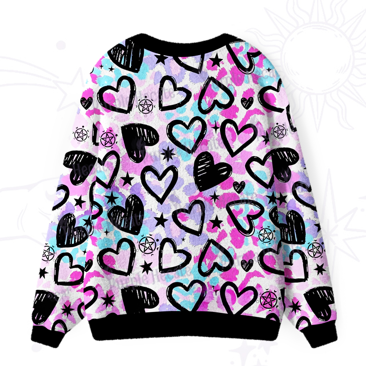 Purplehecate Heartful Magic Ugly Cardigan Sweaters