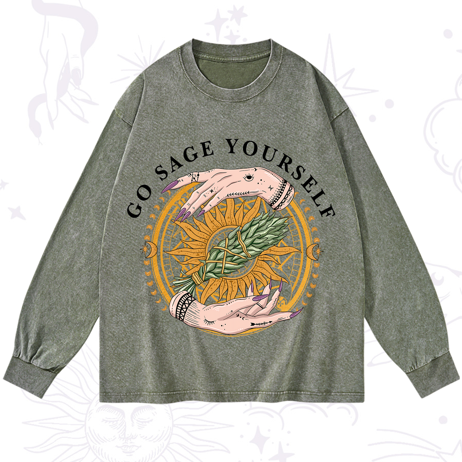 Purplehecate Sage Your Spirit Washed Long Sleeve Shirt