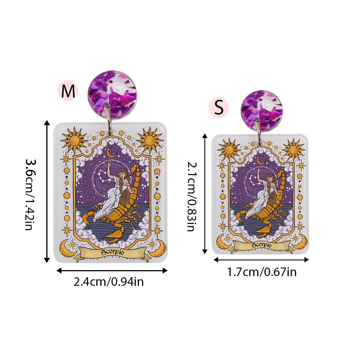 Purplehecate Scorpio Zodiac Acrylic Earrings