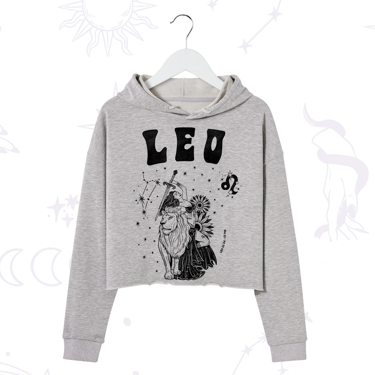 Purplehecate Leo Zodiac Glyphs  Crop Hoodie