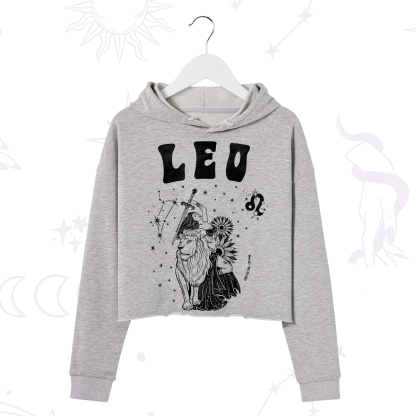 Purplehecate Leo Zodiac Glyphs  Crop Hoodie