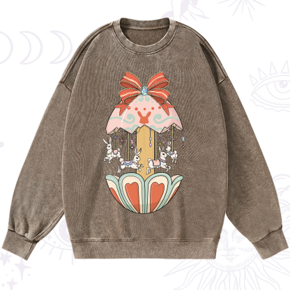 Purplehecate Bunny Carousel Easter Washed Sweatshirt