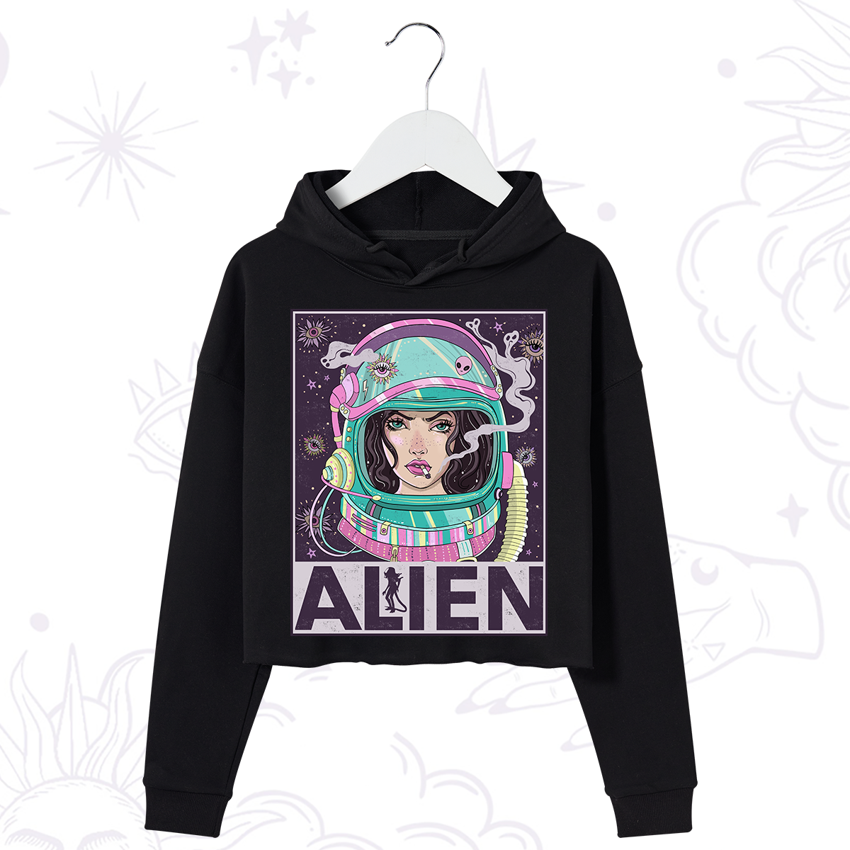 Purplehecate Galactic Encounter Crop Hoodie