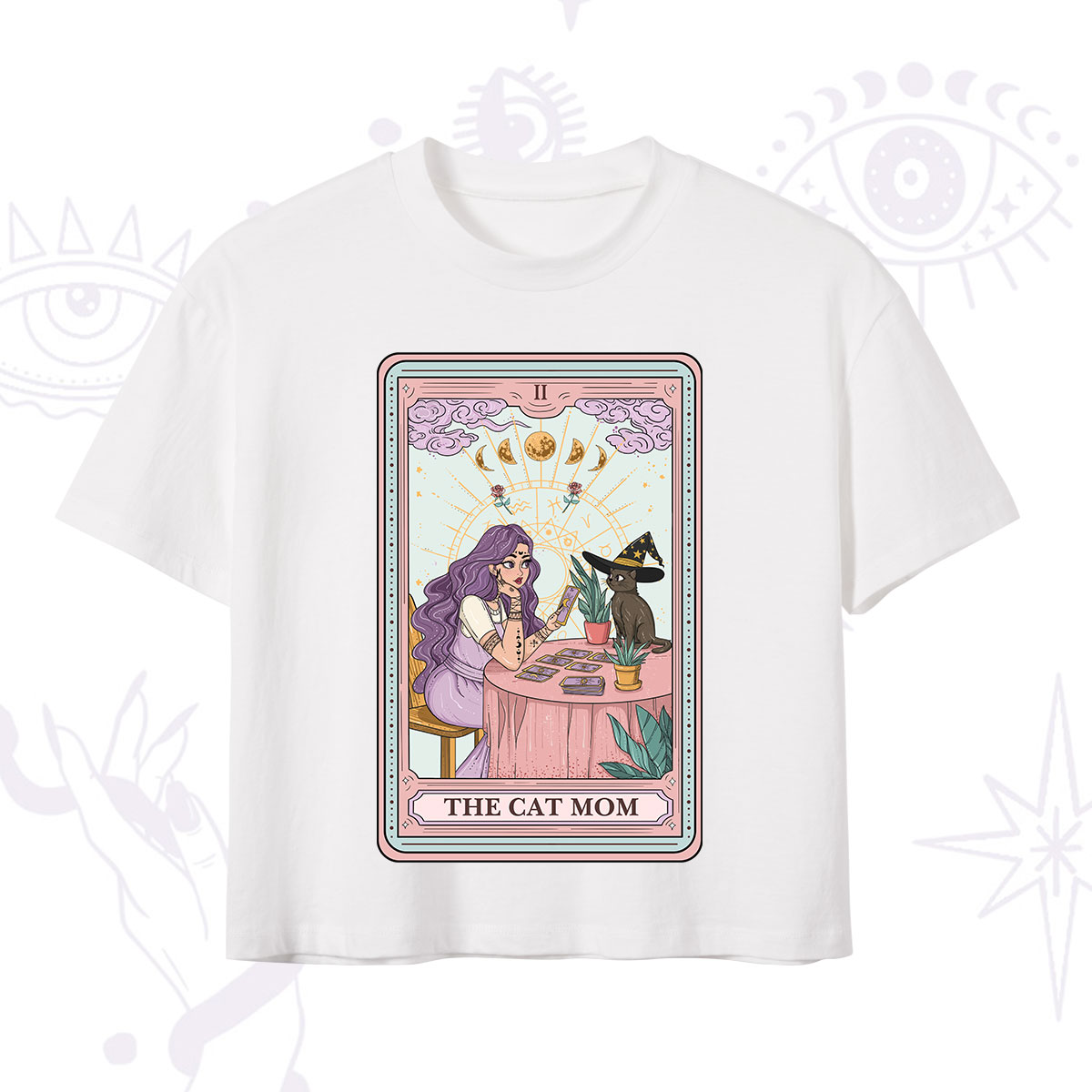 Purplehecate The Witchy Cat Mom Tarot Crop T-Shirt