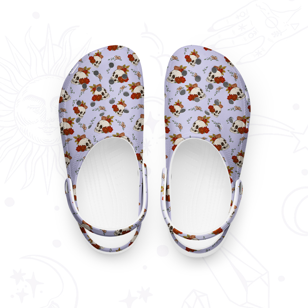 Purplehecate Flowers and Bones Rubber Clogs