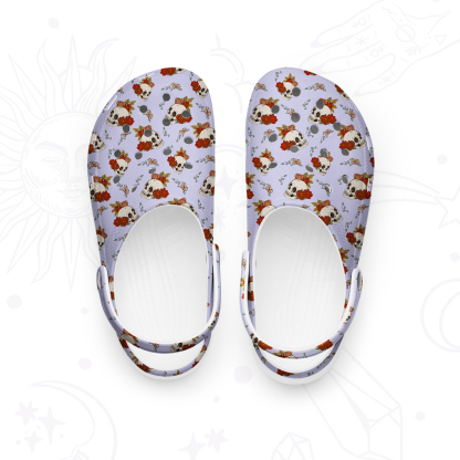 Purplehecate Flowers and Bones Rubber Clogs