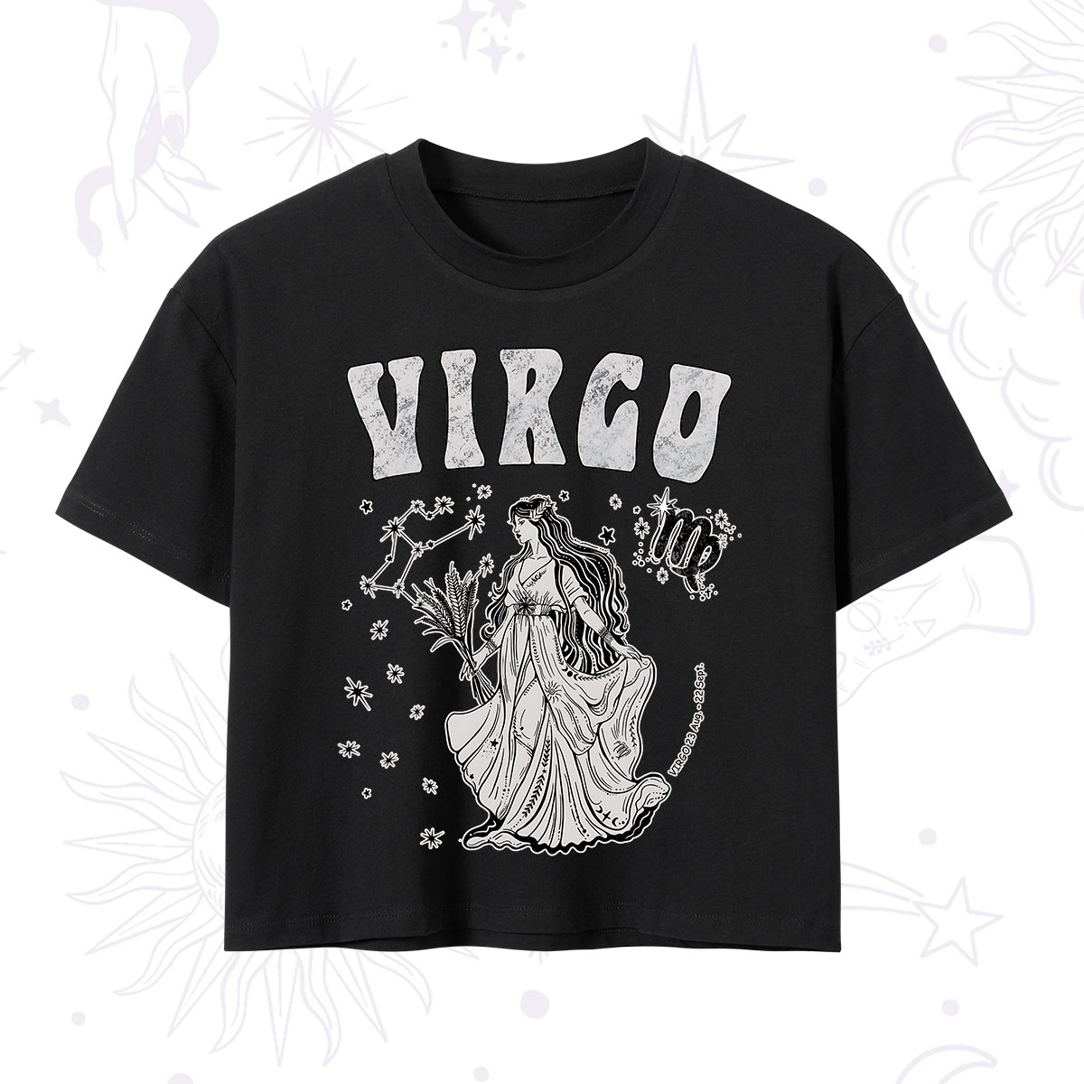 Purplehecate Virgo Zodiac Glyphs Crop T-Shirt 
