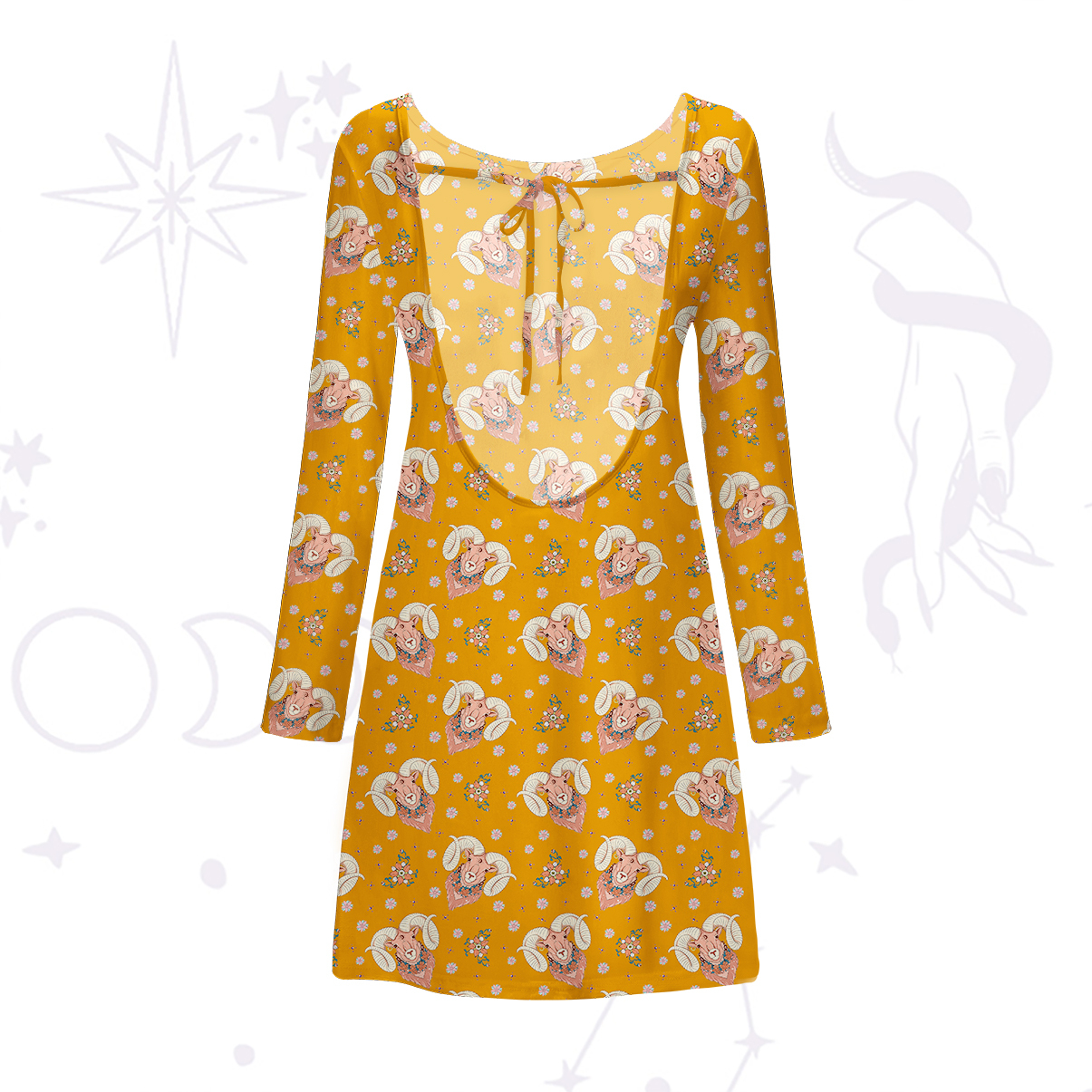 Purplehecate Aries Spirit Zodiac Beachwear Cover-Up Dress