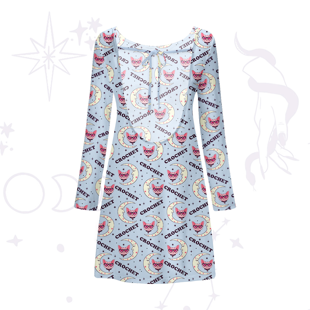 Purplehecate Cat Crochet Beachwear Cover-Up Dress