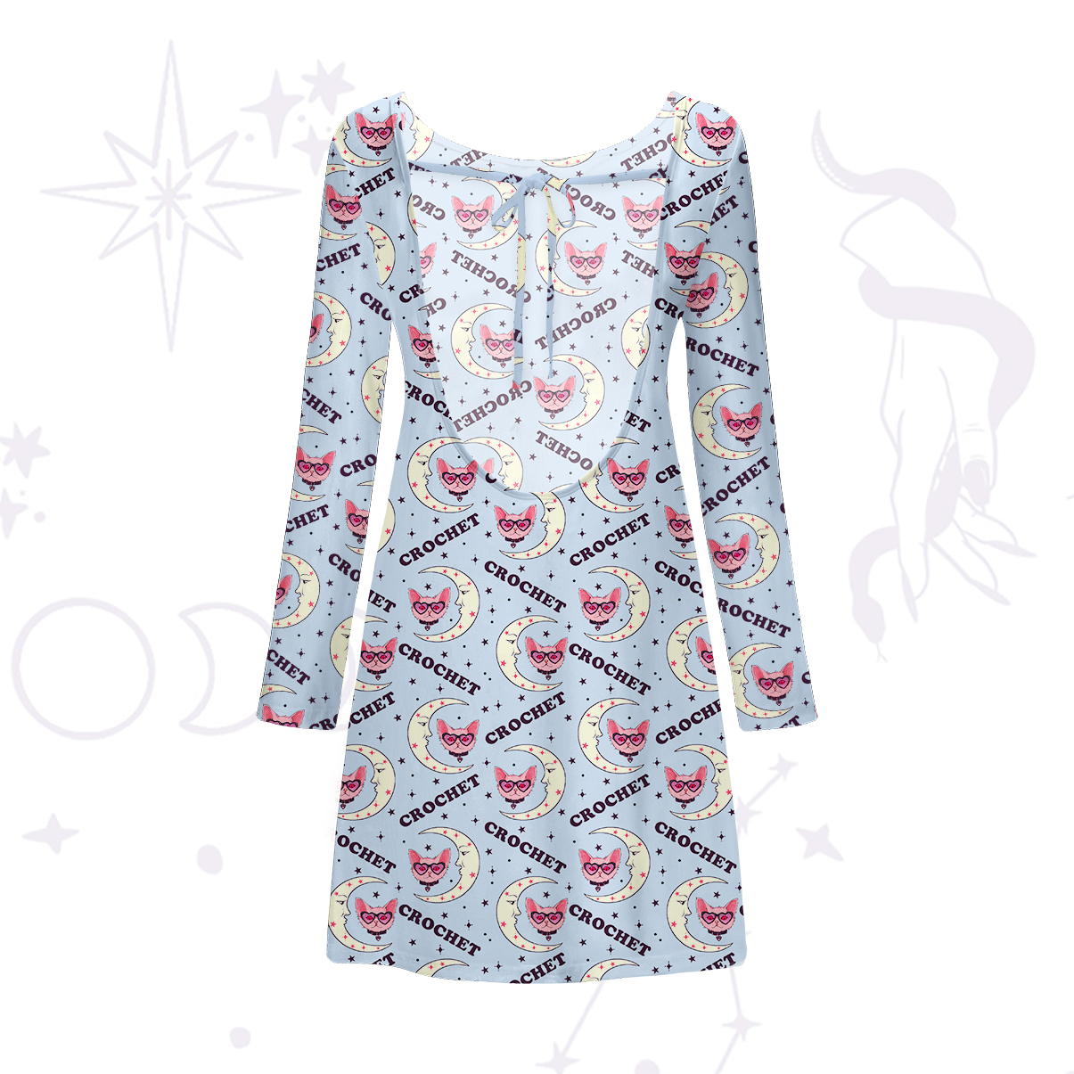 Purplehecate Cat Crochet Beachwear Cover-Up Dress