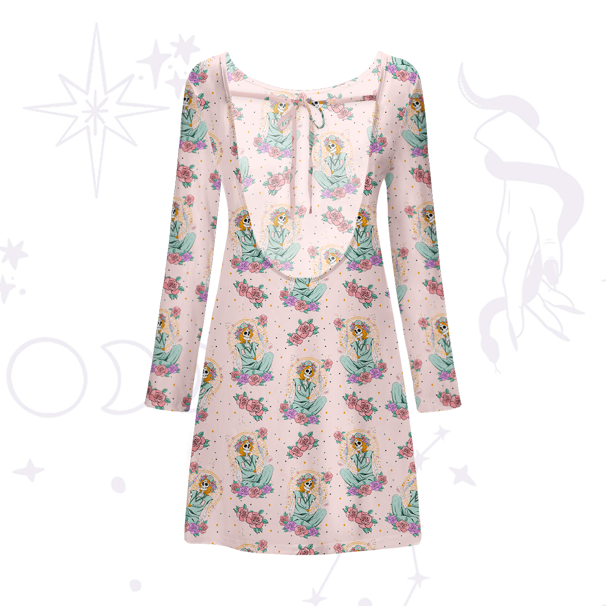 Purplehecate The Skeleton Nurse Beachwear Cover-Up Dress