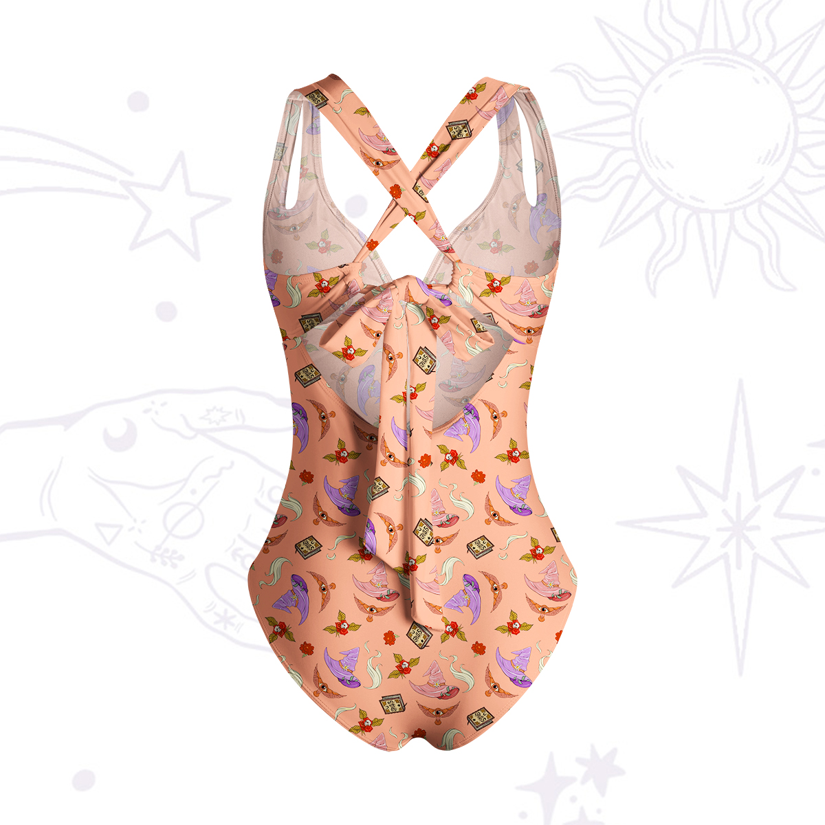 Purplehecate Fantasy Wizard Hat One-Piece Swimsuit