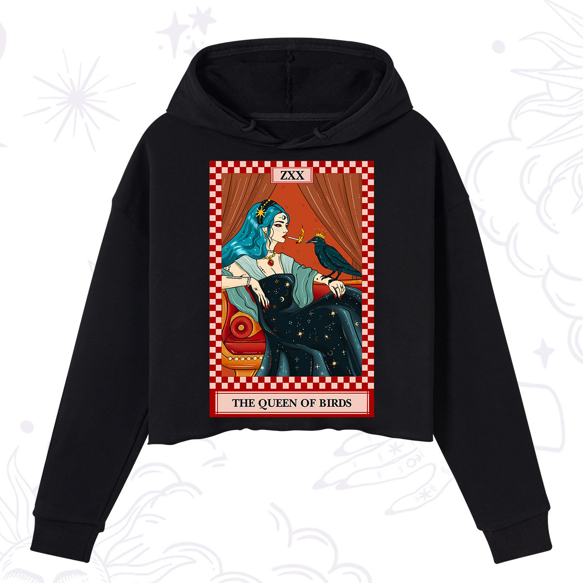 Purplehecate The Queen Of Birds Tarot Crop Hoodie