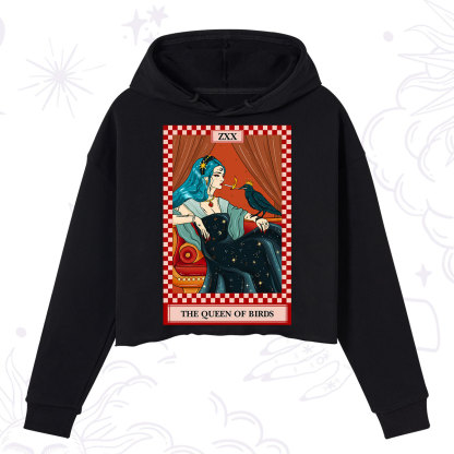 Purplehecate The Queen Of Birds Tarot  Crop Hoodie