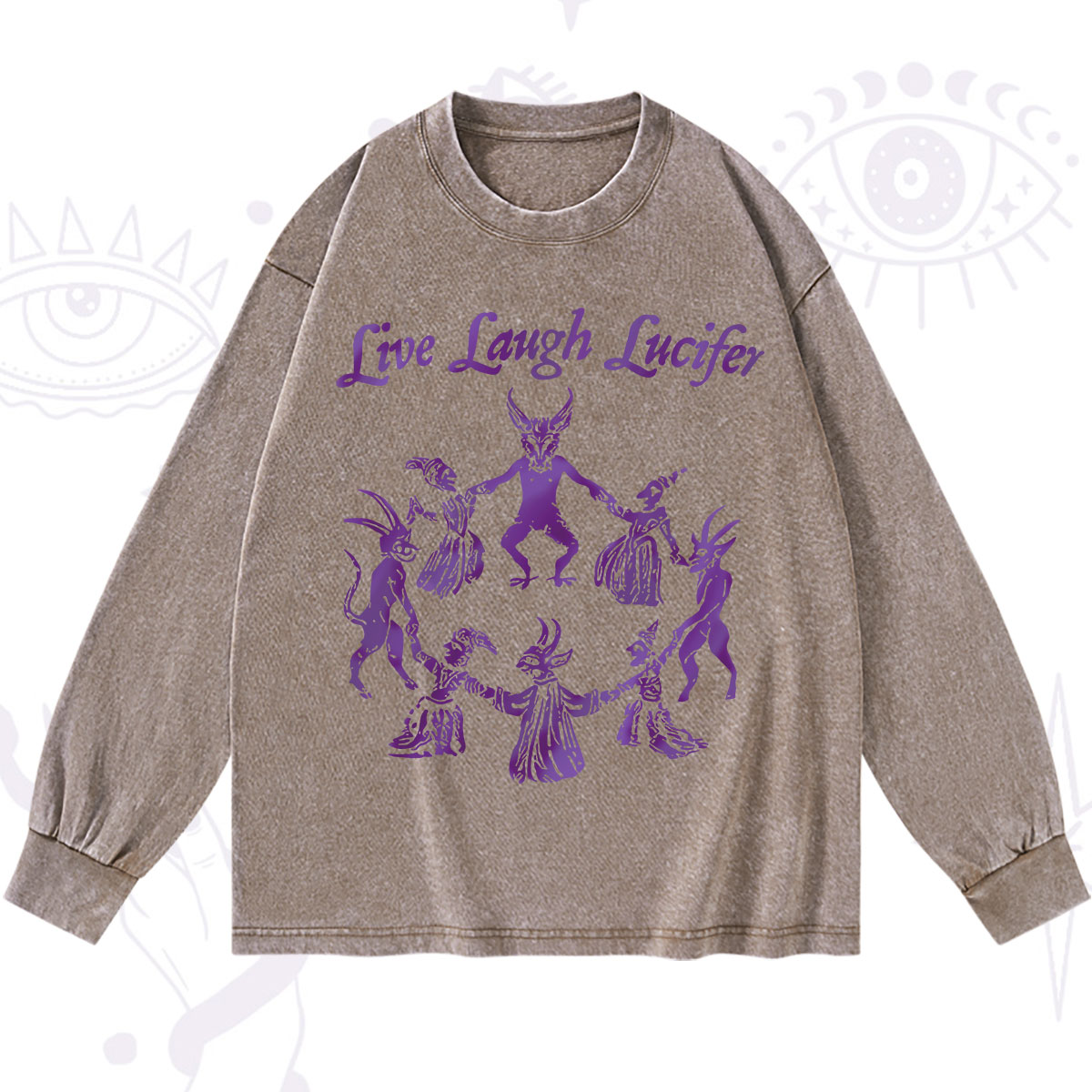 Purplehecate Live Laugh Lucifer Satanic Washed Long Sleeve Shirt