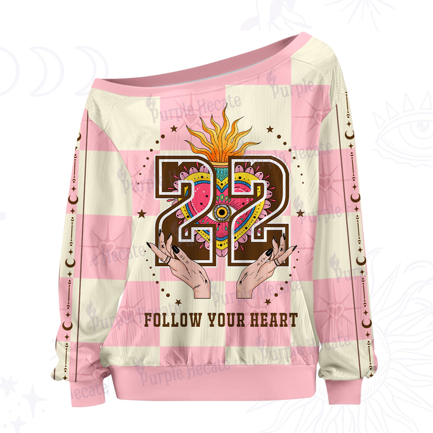 Purplehecate Follow Your Heart Off The Shoulder Graphic Jersey