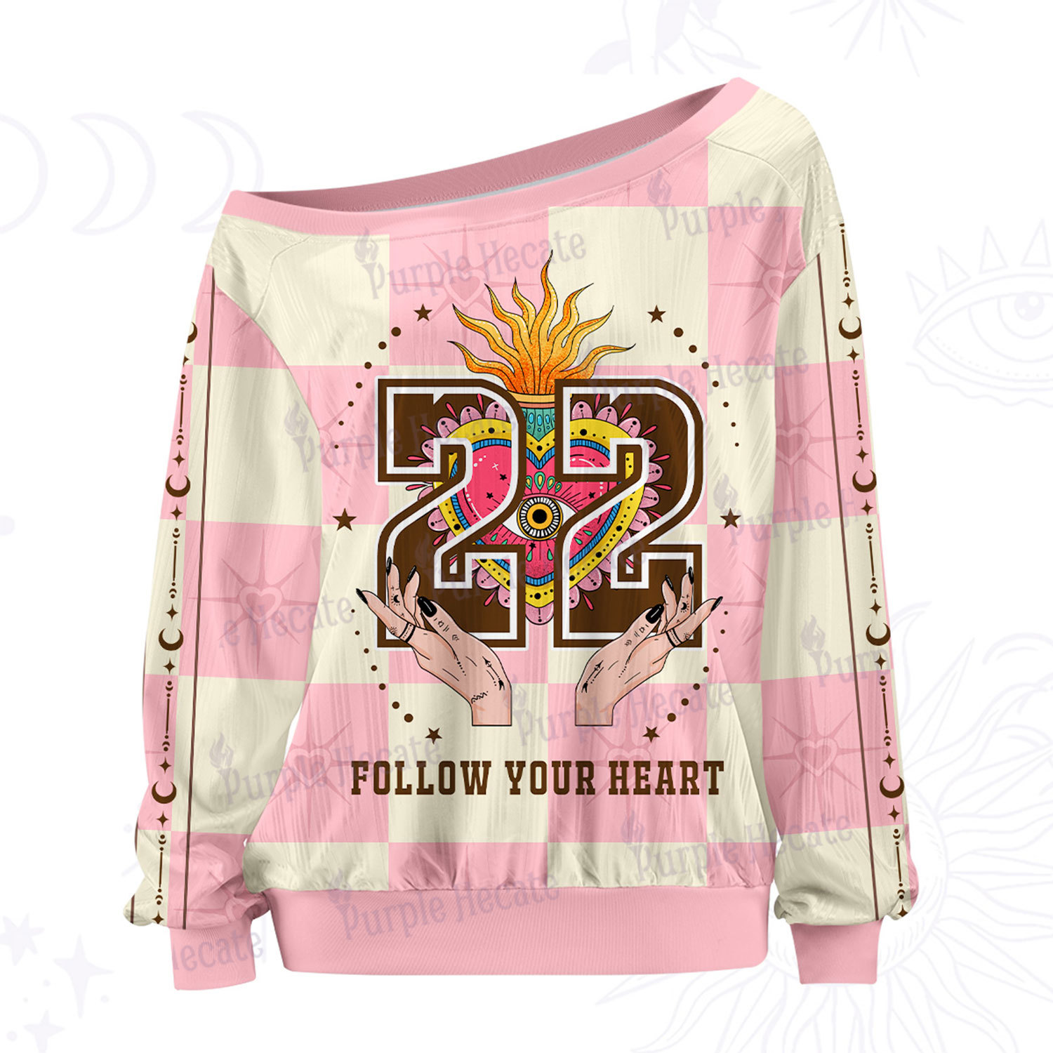Purplehecate Follow Your Heart Off The Shoulder Graphic Jersey