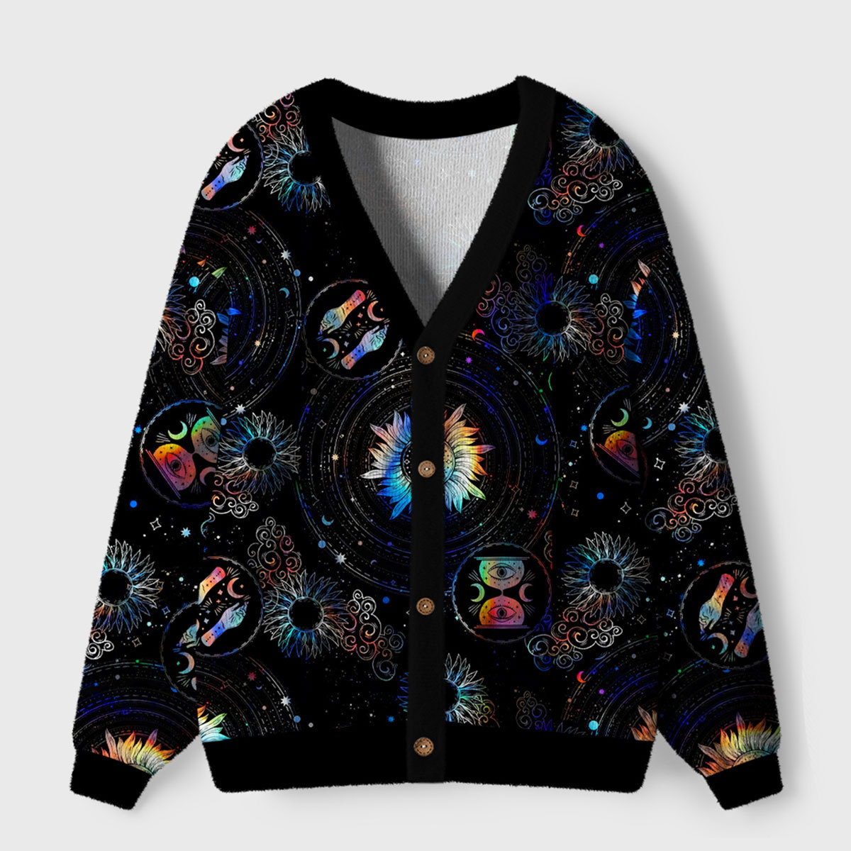 Purplehecate Cosmic Vibes Ugly Cardigan Sweaters