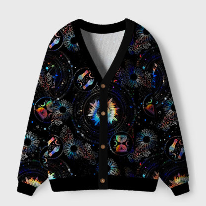 Purplehecate Cosmic Vibes Ugly Cardigan Sweaters