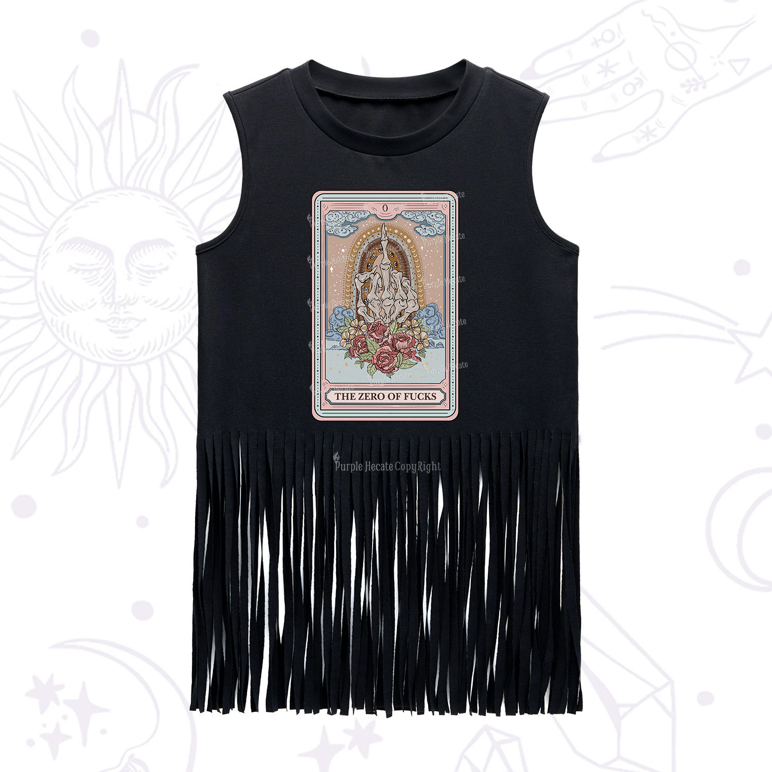 Purplehecate The Zero Of Fucks Tarot Fringe Tank Top