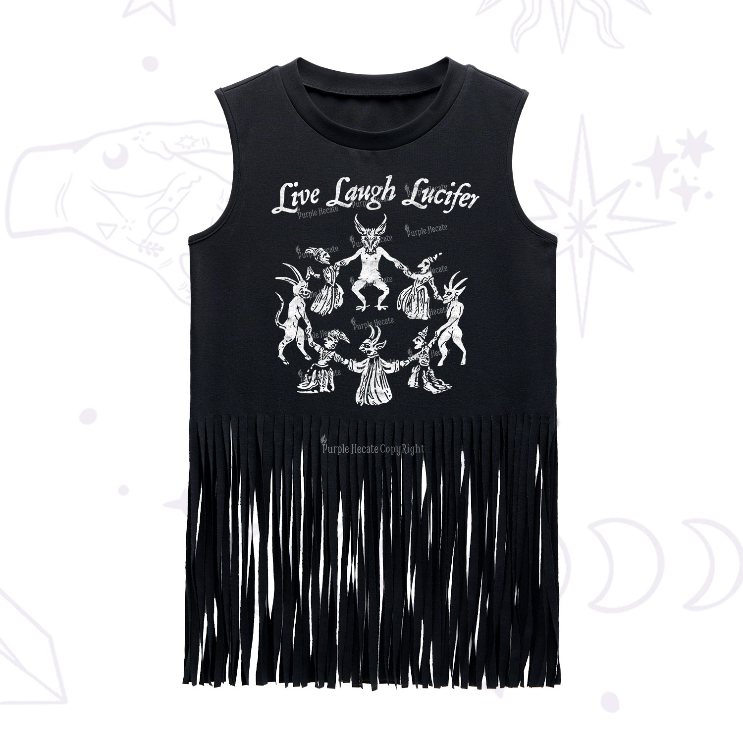 Purplehecate Live Laugh Lucifer Fringe Tank Top