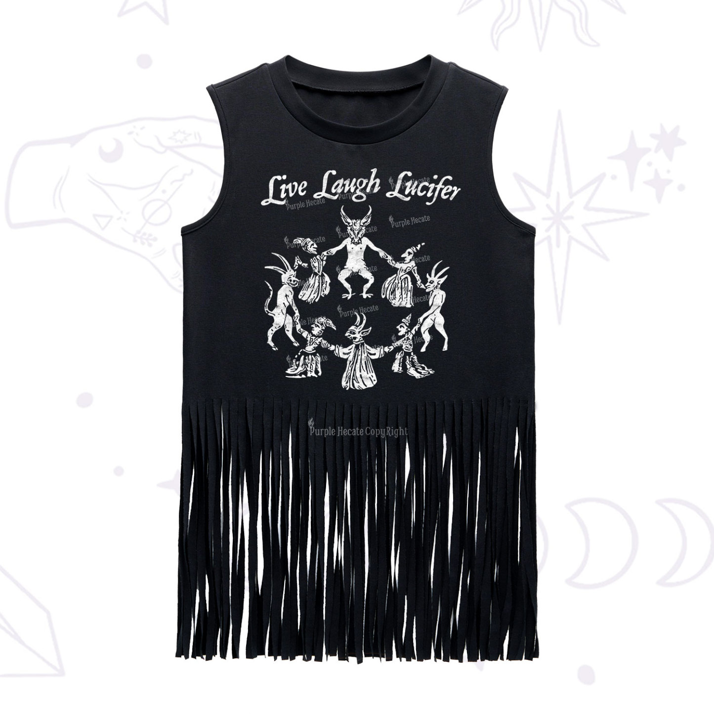 Purplehecate Live Laugh Lucifer Fringe Tank Top