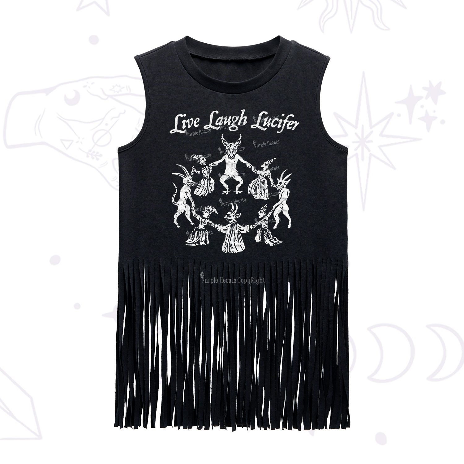 Purplehecate Live Laugh Lucifer Fringe Tank Top