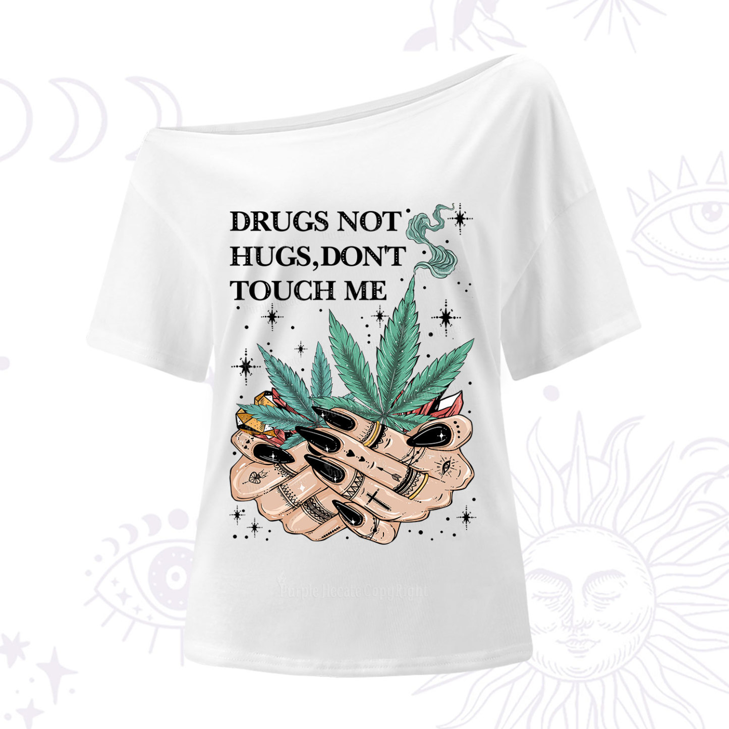 Purplehecate Drugs Not Hugs One Shoulder T-Shirt