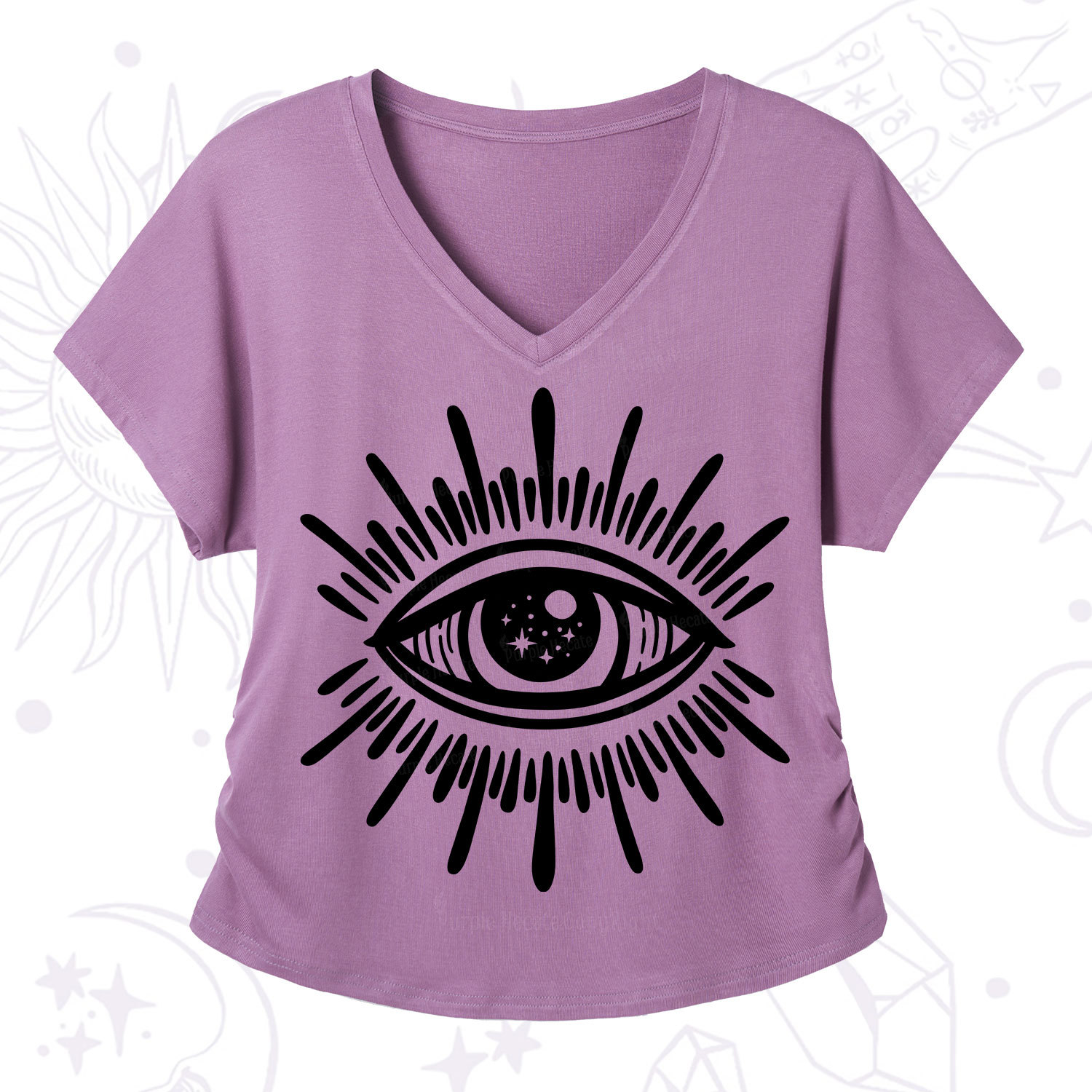 Purplehecate Evil Eye V-Neck T-Shirt