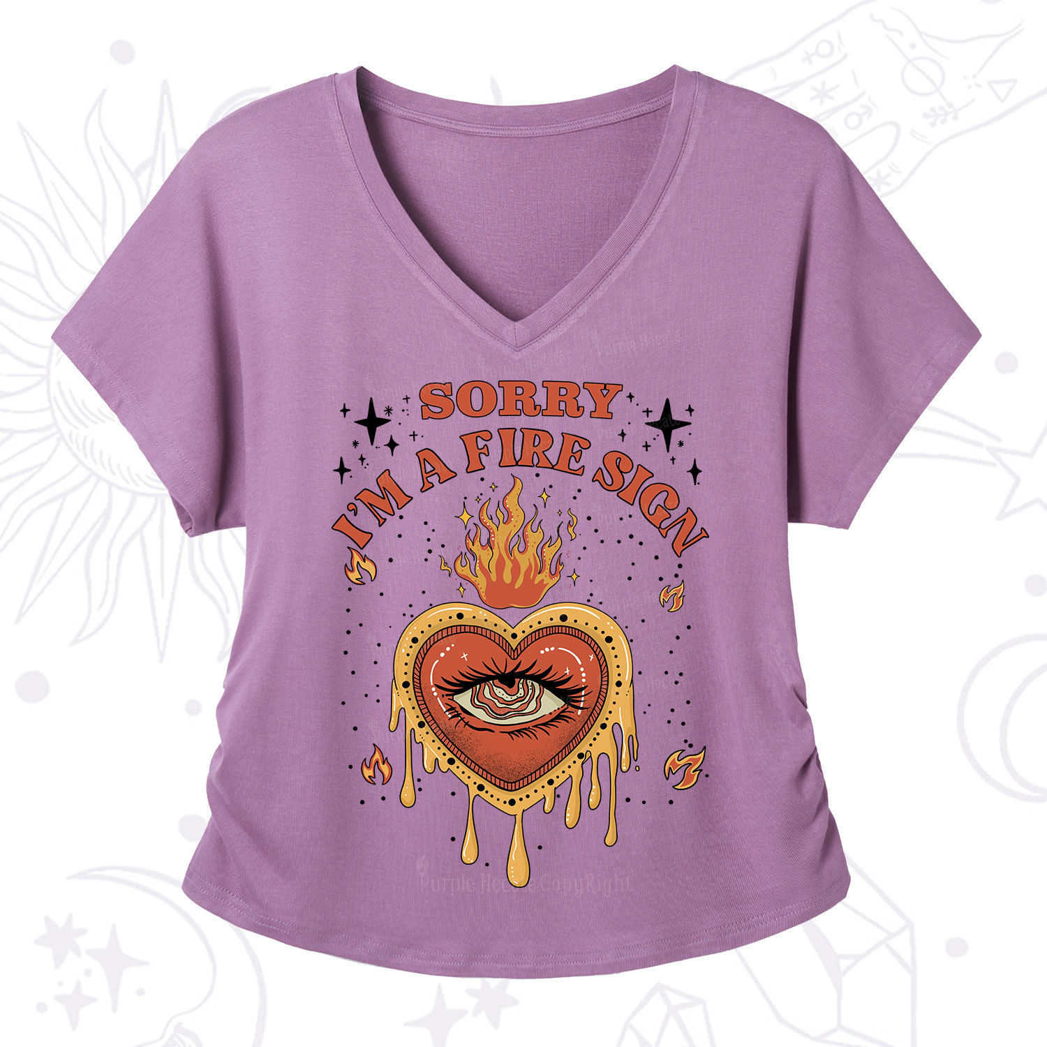 Purplehecate Sorry I'm A Fire Sign V-Neck T-Shirt