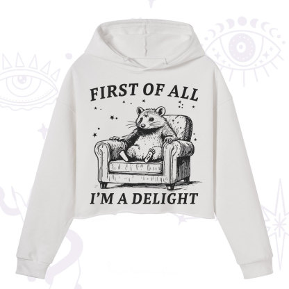 Purplehecate First Of All I'm A Delight Opossum Crop Hoodie