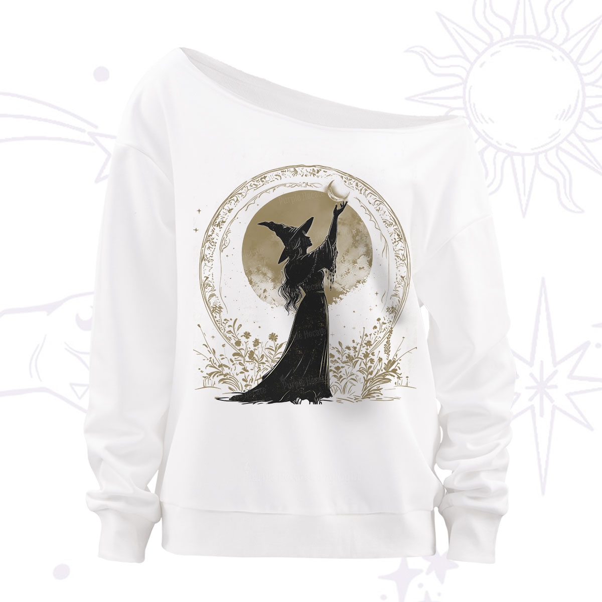 Purplehecate The Moon Witch Off The Shoulder Sweatshirt