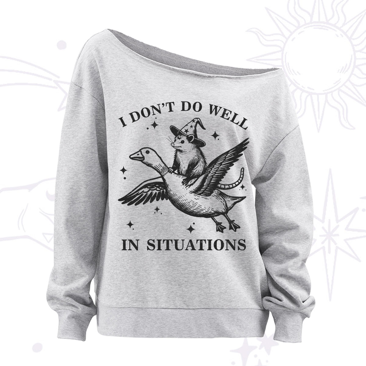 Purplehecate I Don't Do Well In Situations Off The Shoulder Sweatshirt