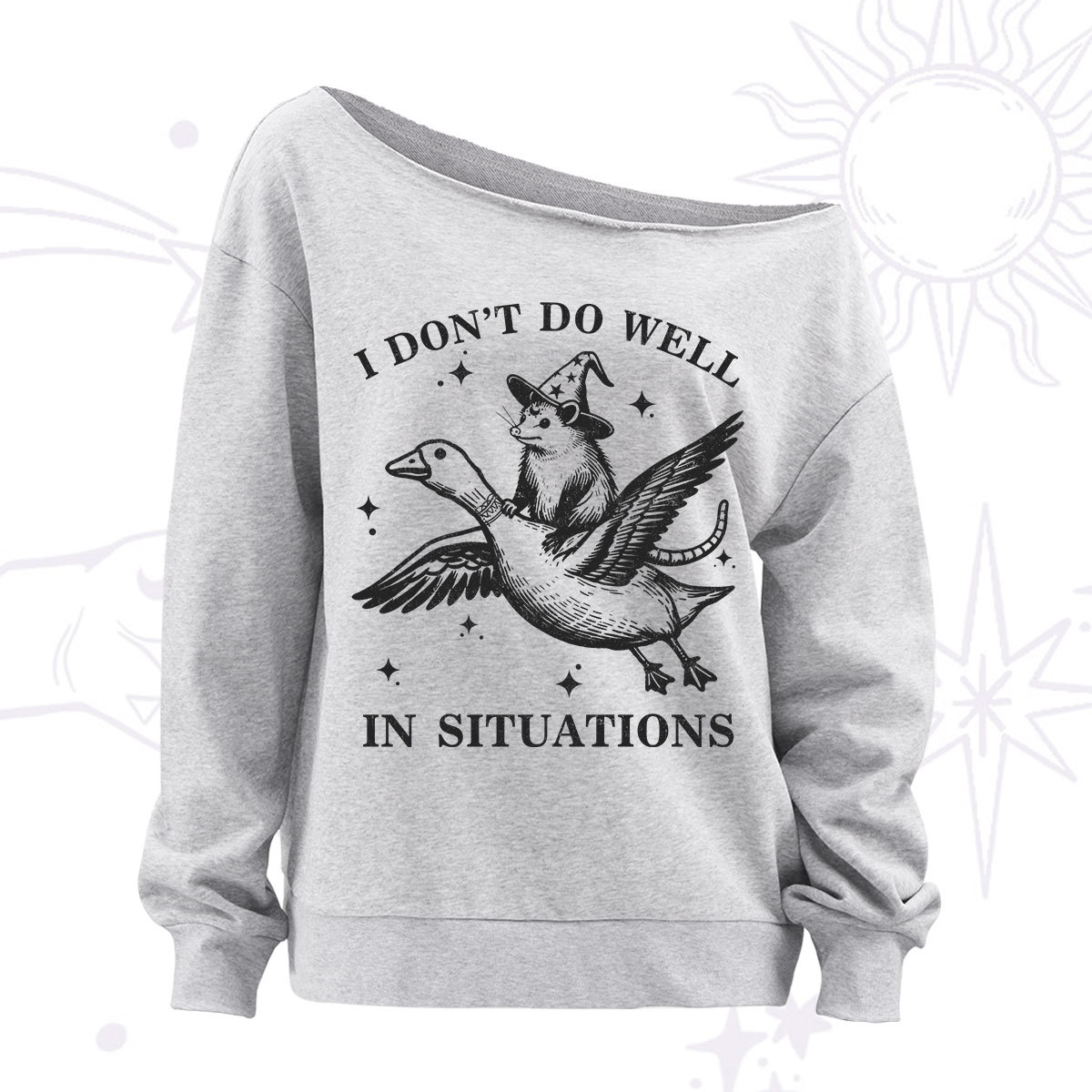 Purplehecate I Don't Do Well In Situations Off The Shoulder Sweatshirt