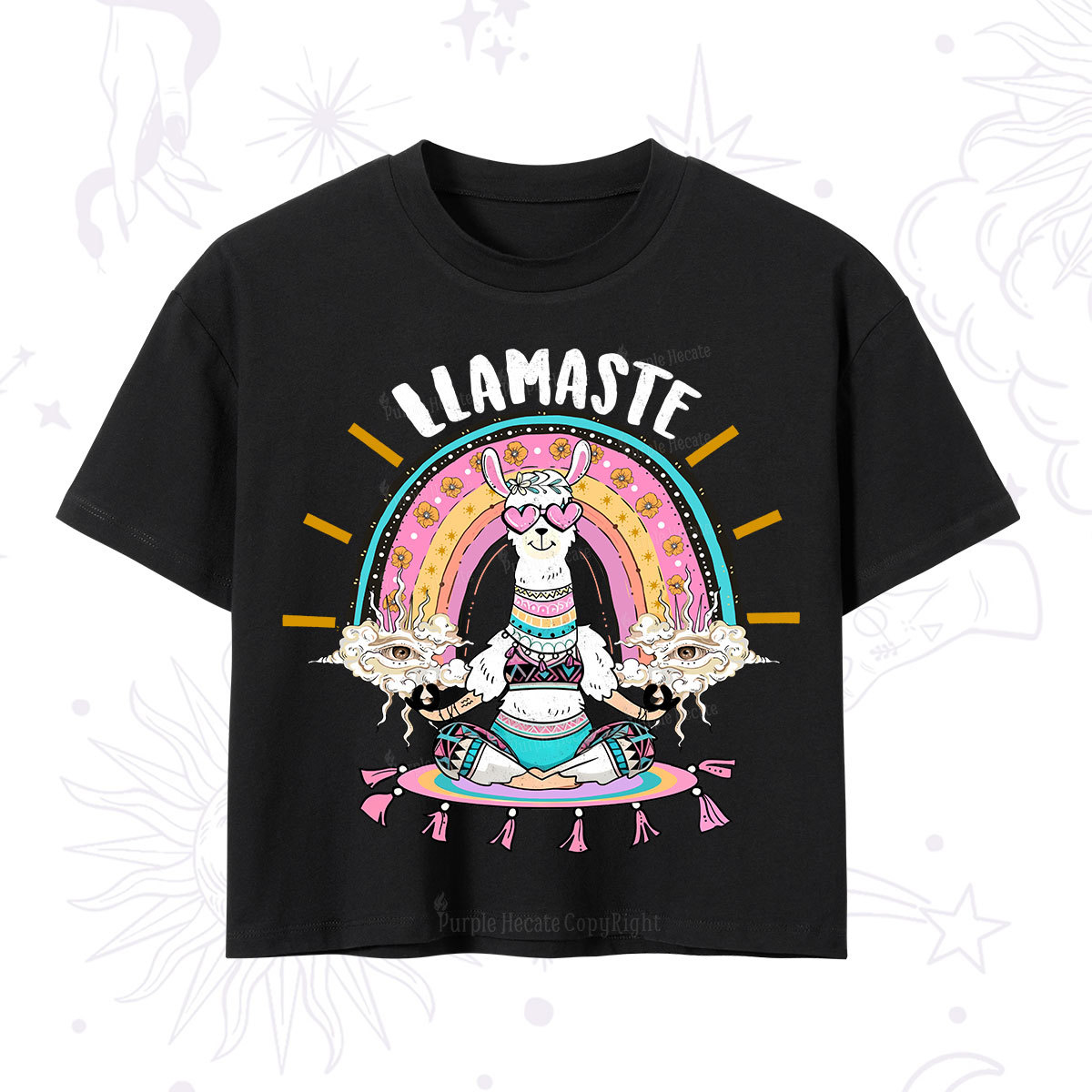 Purplehecate Llama Meditating Crop T-Shirt