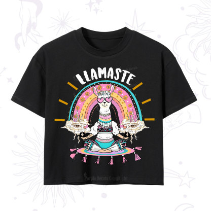 Purplehecate Llama Meditating Crop T-Shirt