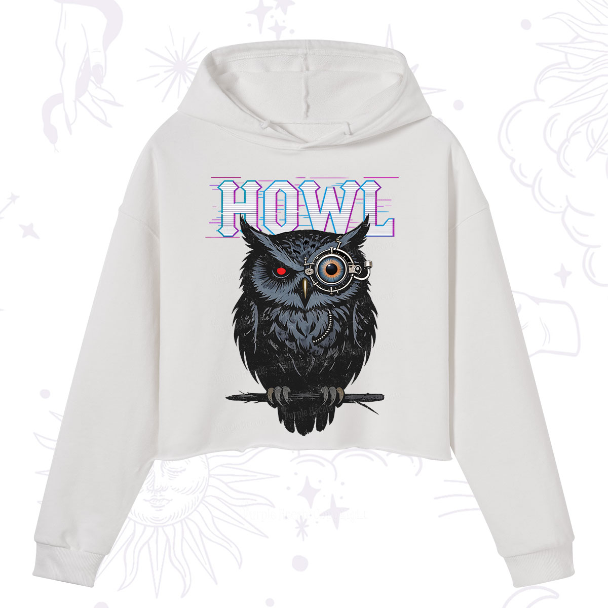 Purplehecate Howl Owl Crop Hoodie