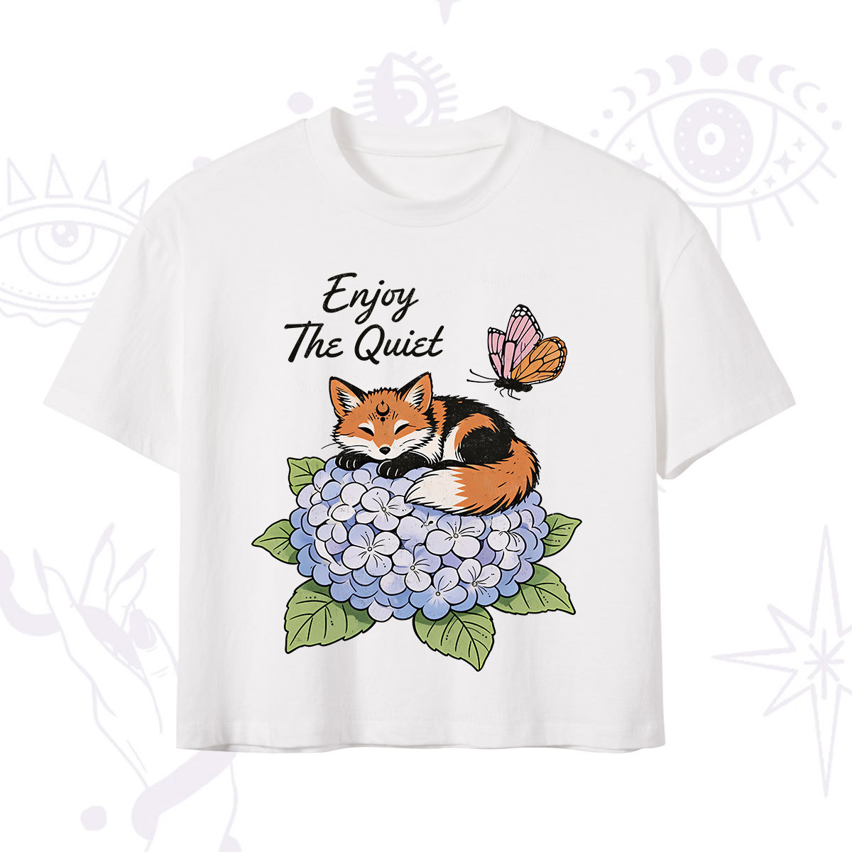 Purplehecate Enjoy The Quiet Fox Crop T-Shirt