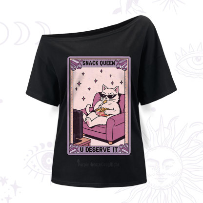 Purplehecate The Snack Queen Cat Tarot One Shoulder T-Shirt